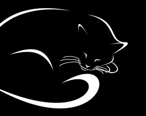 Preview wallpaper cat, black, vector, minimalism