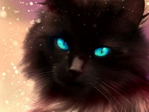 Preview wallpaper cat, blue-eyed, art, fluffy