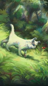 Preview wallpaper cat, bug, grass, nature, art