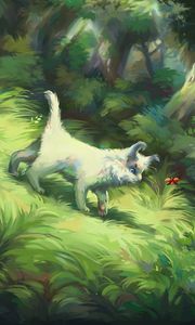 Preview wallpaper cat, bug, grass, nature, art
