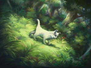 Preview wallpaper cat, bug, grass, nature, art