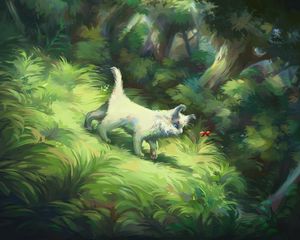 Preview wallpaper cat, bug, grass, nature, art