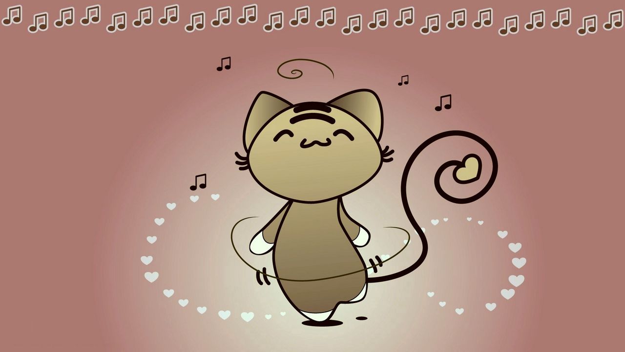 Wallpaper cat, dance, music