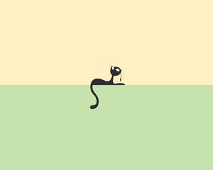 Preview wallpaper cat, drawing, black, green