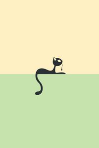 Preview wallpaper cat, drawing, black, green