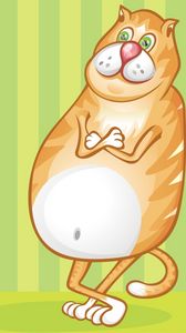 Preview wallpaper cat, drawing, fat, striped