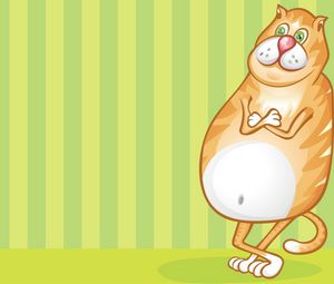 Preview wallpaper cat, drawing, fat, striped