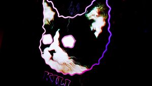 Preview wallpaper cat, drawing, neon, face, light