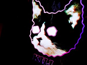 Preview wallpaper cat, drawing, neon, face, light