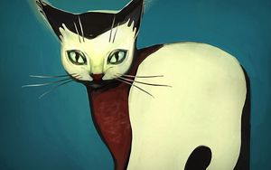 Preview wallpaper cat, drawing, paint, spotted