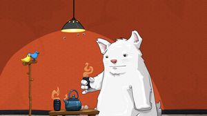 Preview wallpaper cat, drawing, table