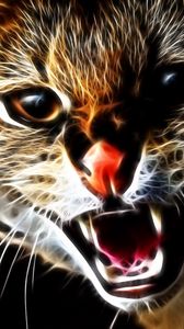 Preview wallpaper cat, face, teeth, aggression, abstraction