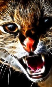 Preview wallpaper cat, face, teeth, aggression, abstraction