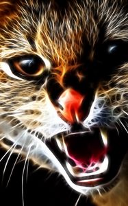 Preview wallpaper cat, face, teeth, aggression, abstraction