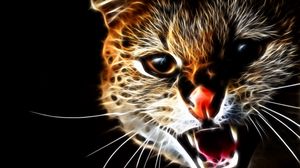 Preview wallpaper cat, face, teeth, aggression, abstraction