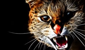 Preview wallpaper cat, face, teeth, aggression, abstraction