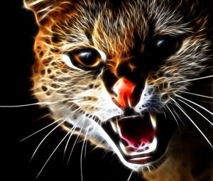 Preview wallpaper cat, face, teeth, aggression, abstraction