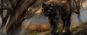 Preview wallpaper cat, fairy tale, pet, tree, art