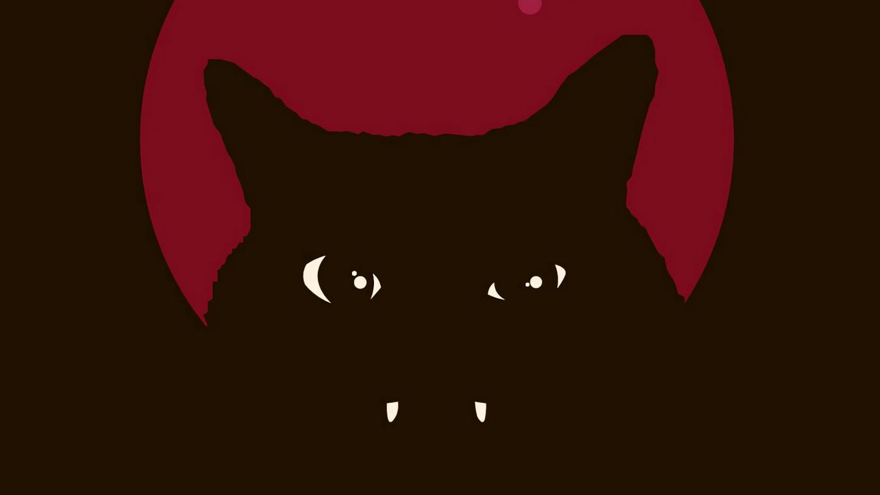 Wallpaper cat, fangs, dark, art, vector