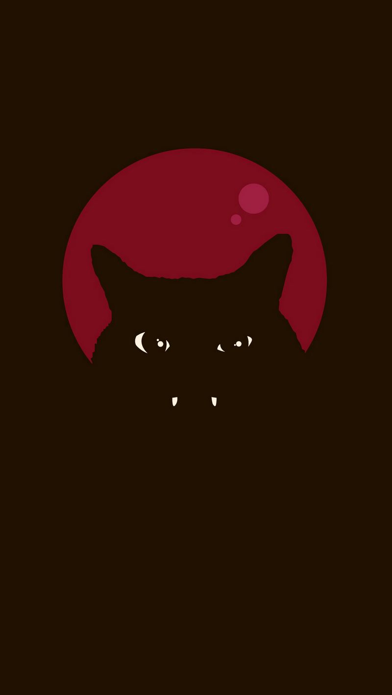 800x1420 Wallpaper cat, fangs, dark, art, vector