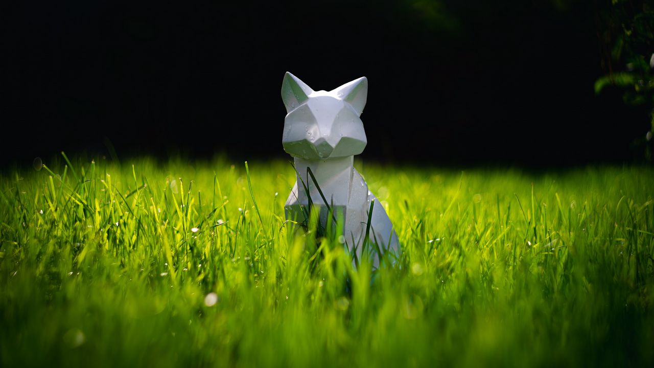 Wallpaper cat, figurine, 3d, grass