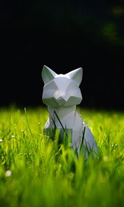 Preview wallpaper cat, figurine, 3d, grass