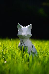 Preview wallpaper cat, figurine, 3d, grass