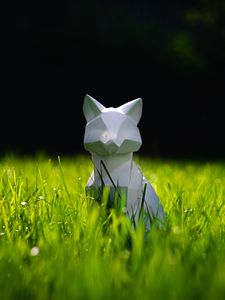 Preview wallpaper cat, figurine, 3d, grass