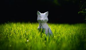 Preview wallpaper cat, figurine, 3d, grass