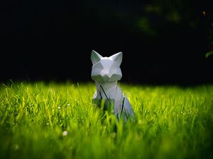 Preview wallpaper cat, figurine, 3d, grass