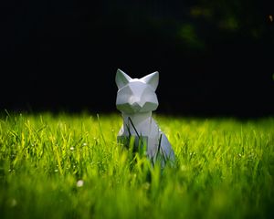 Preview wallpaper cat, figurine, 3d, grass