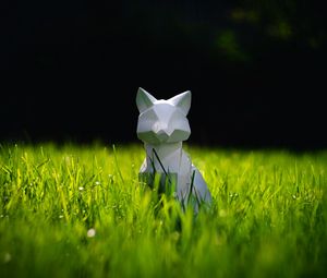 Preview wallpaper cat, figurine, 3d, grass
