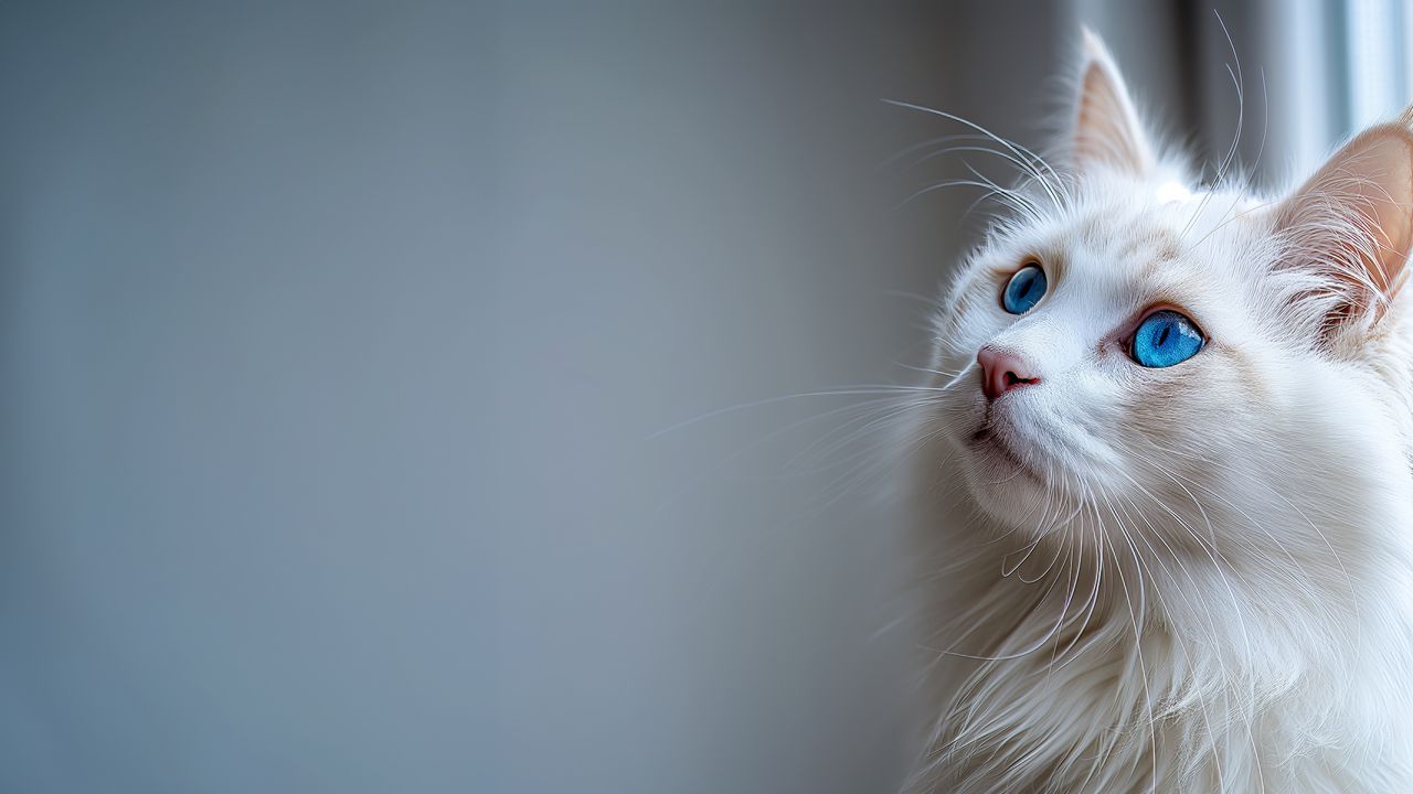 Wallpaper cat, fluffy, pet, white