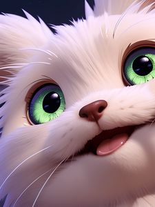 Preview wallpaper cat, fluffy, white, cute, art