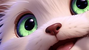 Preview wallpaper cat, fluffy, white, cute, art