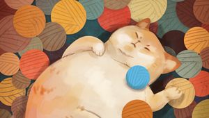 Preview wallpaper cat, funny, circles, art