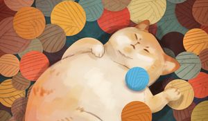Preview wallpaper cat, funny, circles, art
