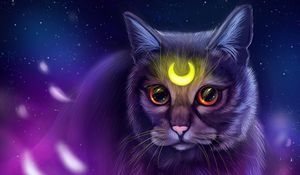 Preview wallpaper cat, glance, art, symbol, glow