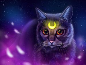 Preview wallpaper cat, glance, art, symbol, glow