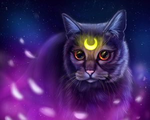 Preview wallpaper cat, glance, art, symbol, glow