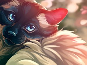 Preview wallpaper cat, glance, art, pet, animal