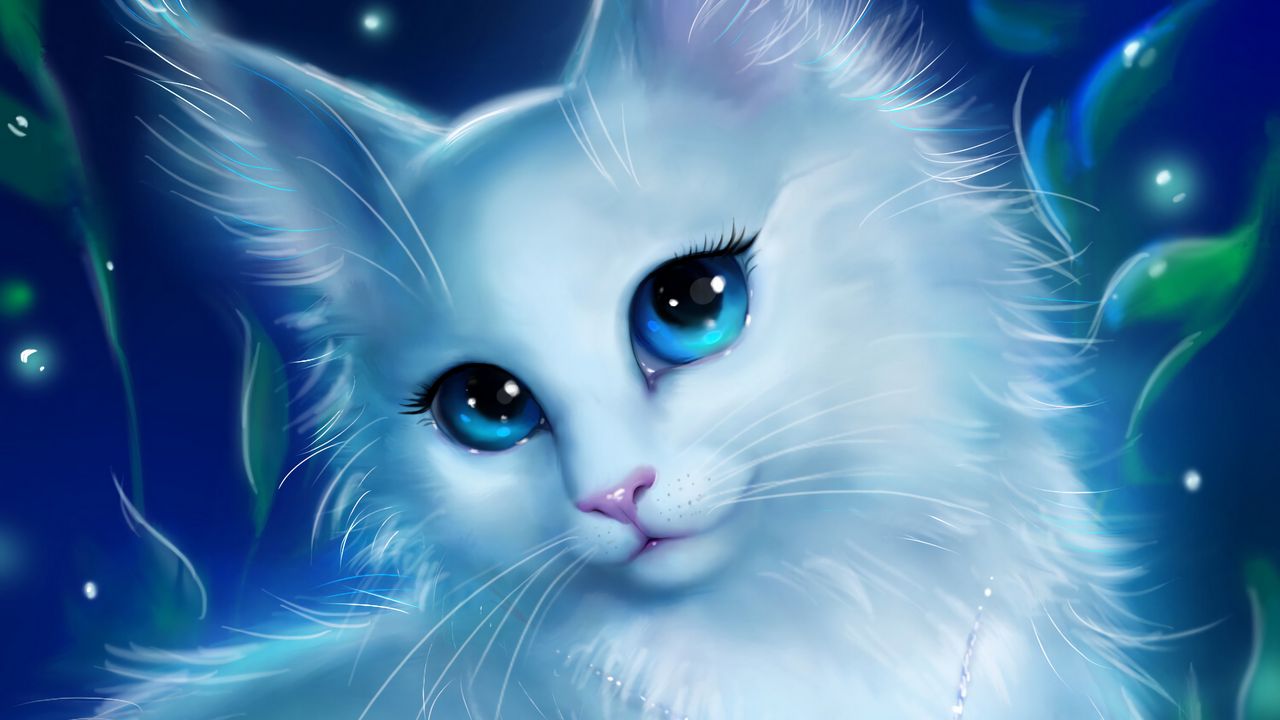 Wallpaper cat, glance, pendant, cute, art