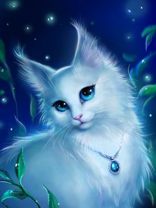 Preview wallpaper cat, glance, pendant, cute, art