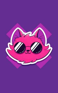 Preview wallpaper cat, glasses, cute, pink, art