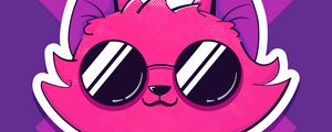 Preview wallpaper cat, glasses, cute, pink, art