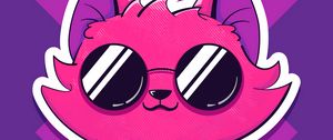 Preview wallpaper cat, glasses, cute, pink, art