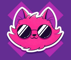 Preview wallpaper cat, glasses, cute, pink, art