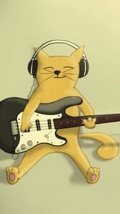 Preview wallpaper cat, guitar, playing, drawing