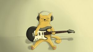 Preview wallpaper cat, guitar, playing, drawing