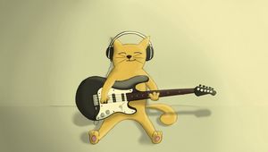 Preview wallpaper cat, guitar, playing, drawing